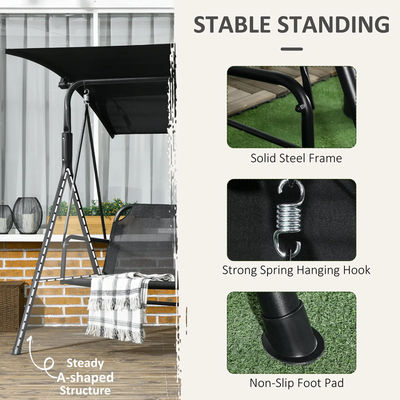 Waterproof Canopy Outdoor Patio Swing Chair Sets for 3 People in Modern Farmhouse Style