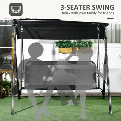 Waterproof Canopy Outdoor Patio Swing Chair Sets for 3 People in Modern Farmhouse Style