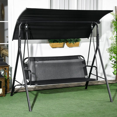 Waterproof Canopy Outdoor Patio Swing Chair Sets for 3 People in Modern Farmhouse Style