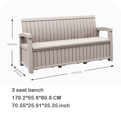 Hotel Outdoor Home Weather-Proof Armchair Plastic 3 Seater Sofa Bench with Storage Box
