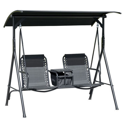 Modern Outdoor Swing Chair 67.7&quot;D x 44.1&quot;W x 65&quot;H with Cup Holder and Adjustable Shade