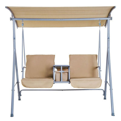 Modern Outdoor Swing Chair 67.7&quot;D x 44.1&quot;W x 65&quot;H with Cup Holder and Adjustable Shade