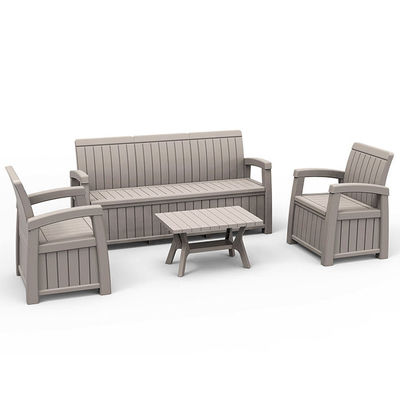 Hotel Outdoor Home Weather-Proof Armchair Plastic 3 Seater Sofa Bench with Storage Box