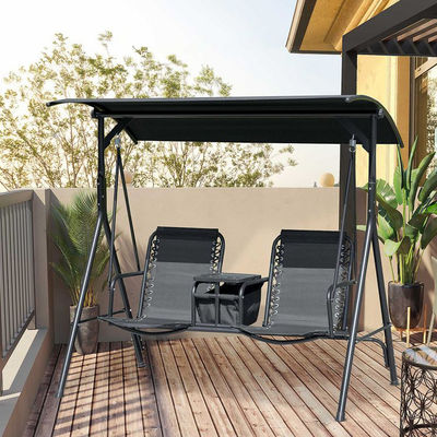 Modern Outdoor Swing Chair 67.7&quot;D x 44.1&quot;W x 65&quot;H with Cup Holder and Adjustable Shade