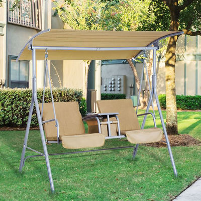 Modern Outdoor Swing Chair 67.7&quot;D x 44.1&quot;W x 65&quot;H with Cup Holder and Adjustable Shade