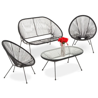 Modern Garden Furniture Outdoor Patio Set with Steel Frame and Plastic Wicker Rope