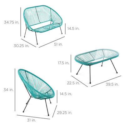 Modern Garden Furniture Outdoor Patio Set with Steel Frame and Plastic Wicker Rope