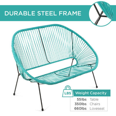 Modern Garden Furniture Outdoor Patio Set with Steel Frame and Plastic Wicker Rope