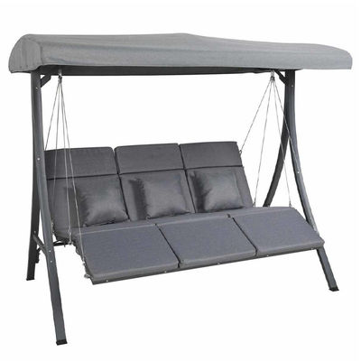 Outdoor Patio Garden 3 Seater Hanging Reclining Lounger Swing Bench Chair with Canopy