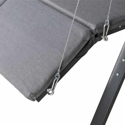Outdoor Patio Garden 3 Seater Hanging Reclining Lounger Swing Bench Chair with Canopy