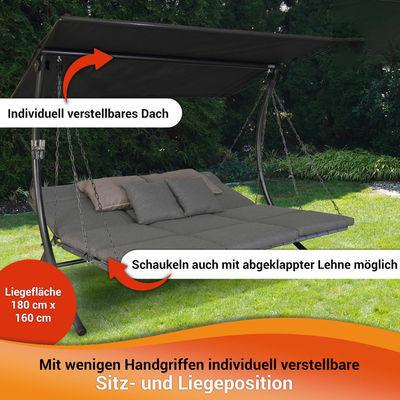 Garden Balcony Beach Pool 3-Seater Hammock with Metal Lounge Swinging Chair and Cushion