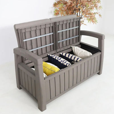 Plastic Storage Arm Bench Seat Chair for Outdoor Patio Garden Balcony Park Beach Pool