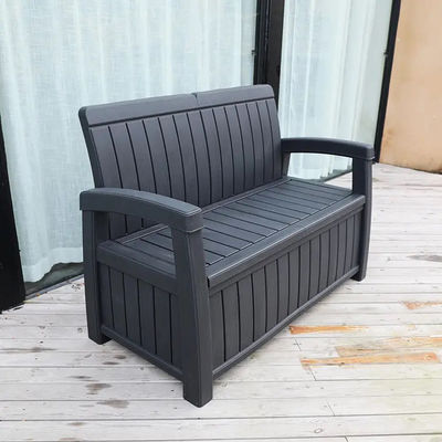 Plastic Storage Arm Bench Seat Chair for Outdoor Patio Garden Balcony Park Beach Pool