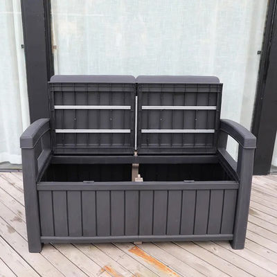 Plastic Storage Arm Bench Seat Chair for Outdoor Patio Garden Balcony Park Beach Pool
