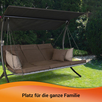 Garden Balcony Beach Pool 3-Seater Hammock with Metal Lounge Swinging Chair and Cushion