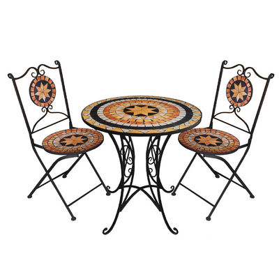 Outdoor Patio Garden Bistro Iron Frame Nordic Antique 2 Seater Dining Table and Chair
