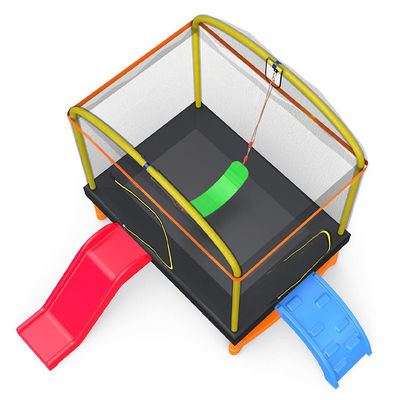Kids' Fitness Unisex Iron Frame Indoor Outdoor Trampoline with Climb Ladder and Slide