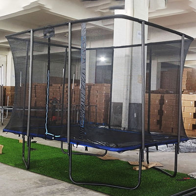 Unisex Outdoor Garden Park Fitness Elastic Bed Rectangle Trampoline with Safety Net