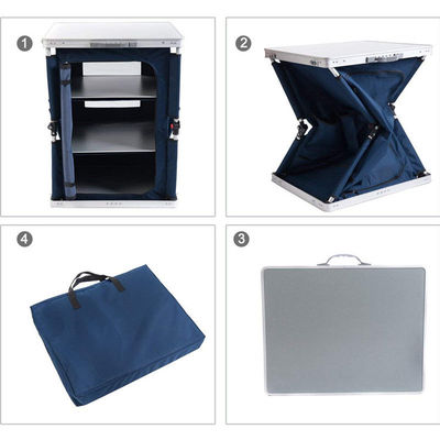 General Outdoor Furniture Camping Foldable Cooking Table with Storage Organizer Cabinet