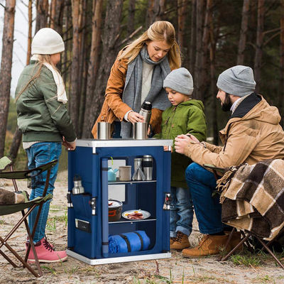 General Outdoor Furniture Camping Foldable Cooking Table with Storage Organizer Cabinet