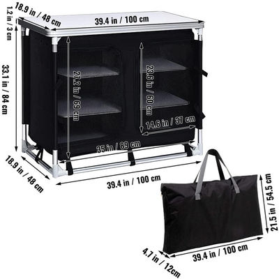 Outdoor Garden Patio Metal Picnic Storage Organizer Cabinet Cooking Camping Kitchen Table