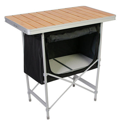 Lightweight Bamboo Tabletop Picnic Storage Cabinet for Outdoor Garden Patio Party Event