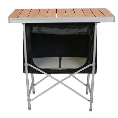Lightweight Bamboo Tabletop Picnic Storage Cabinet for Outdoor Garden Patio Party Event