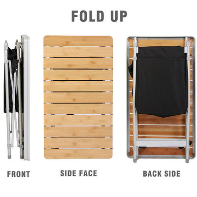 Lightweight Bamboo Tabletop Picnic Storage Cabinet for Outdoor Garden Patio Party Event