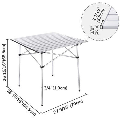 Embroidery or Printing Logo Lightweight Aluminum Roll Up Table for Beach Picnic Camping