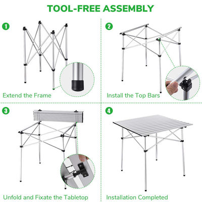 Embroidery or Printing Logo Lightweight Aluminum Roll Up Table for Beach Picnic Camping