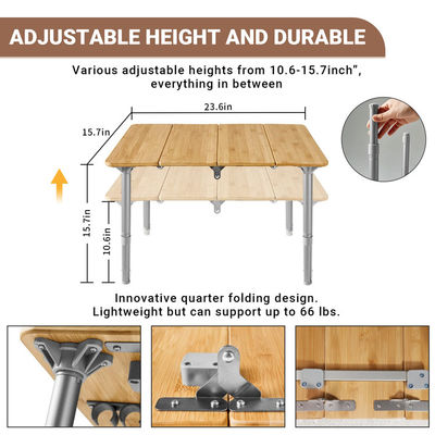 Outdoor Travel Garden Lightweight Adjustable Height Folding Table for Camping and Picnic