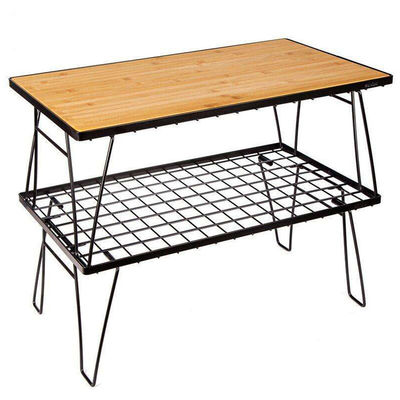Outdoor Folding Lightweight Portable Aluminum Metal Bamboo Table for Hiking and Camping