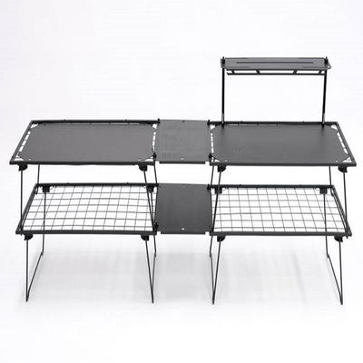 Outdoor Folding Lightweight Portable Aluminum Metal Bamboo Table for Hiking and Camping