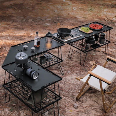Outdoor Folding Lightweight Portable Aluminum Metal Bamboo Table for Hiking and Camping