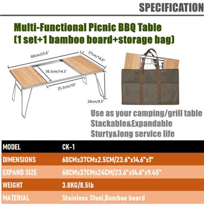Lightweight Portable Adjustable Barbecue Beach Picnic Camping Kitchen Igt Table with 1