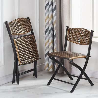 Outdoor Metal Woven Pe Artificial Rattan Folding Chair for School Party Banquet Event