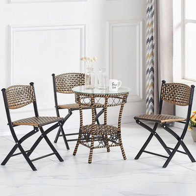 Outdoor Metal Woven Pe Artificial Rattan Folding Chair for School Party Banquet Event