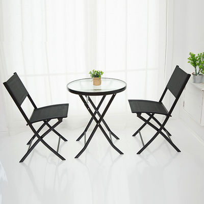 Embroidery or Printing Metal Glass Patio Dining Set for Outdoor Bistro Balcony Cafe