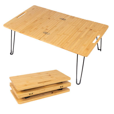 Park Outdoor Picnic Barbecue Bamboo Wooden Board Mdf Small Portable Folding Camping Table with Metal Leg