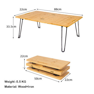 Park Outdoor Picnic Barbecue Bamboo Wooden Board Mdf Small Portable Folding Camping Table with Metal Leg