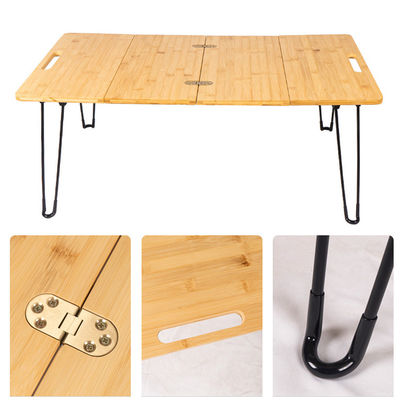 Park Outdoor Picnic Barbecue Bamboo Wooden Board Mdf Small Portable Folding Camping Table with Metal Leg