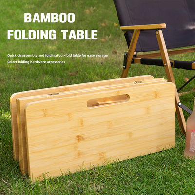 Park Outdoor Picnic Barbecue Bamboo Wooden Board Mdf Small Portable Folding Camping Table with Metal Leg