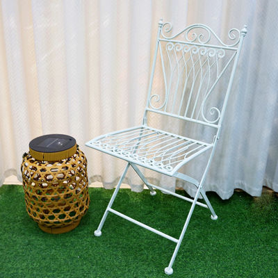 Transparent Outdoor Garden Bistro Cafe Vintage Square Metal Wrought Iron Folding Dining Chairs
