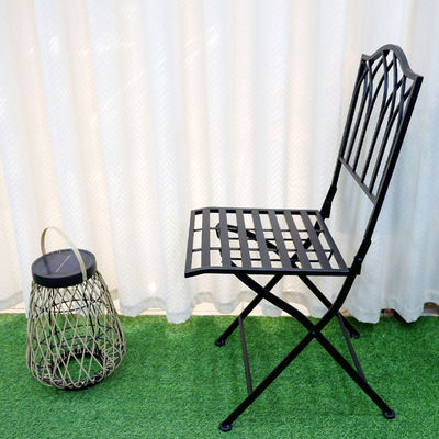 Outdoor Bistro Garden Cafe High Back White Wrought Iron Metal Folding Chair for Wedding Event