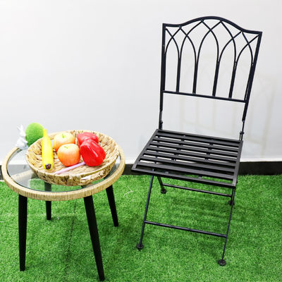 Outdoor Bistro Garden Cafe High Back White Wrought Iron Metal Folding Chair for Wedding Event
