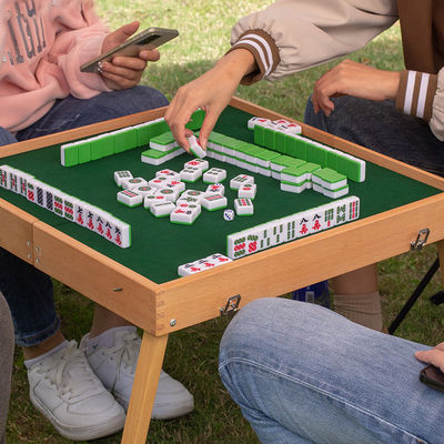 Wood Style Panel Portable Folding Mahjong Table for Outdoor Party Events and Gatherings