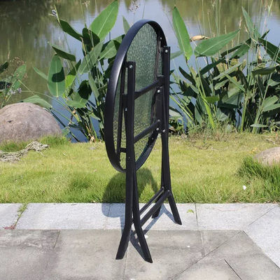 Metal Tempered Glass Folding Coffee Dining Table for Outdoor Camping Balcony Garden Patio