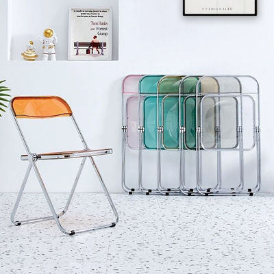 Custom Logo Clear Plastic Folding Chair for Garden Restaurant Cafe Wedding Banquet Even