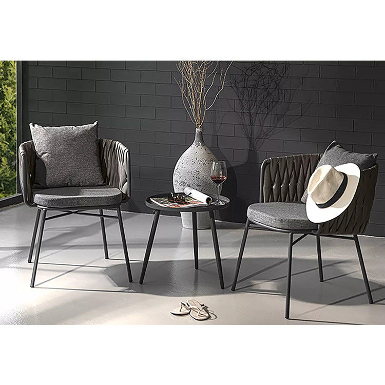 Outdoor Furniture Steel Garden Set Plastic Rattan 2 Seating Bistro Set for Patio