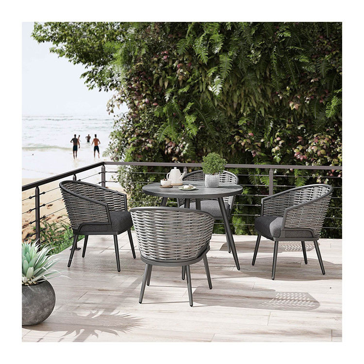 Specific AJUNION Wicker Rattan Outdoor Dining Set Aluminum Frame Round Table 4 Seating